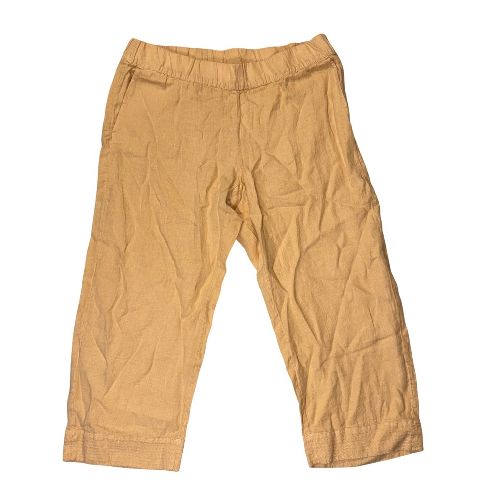 Pure Jill J.Jill Mustard Yellow 100% Linen Cropped Pants Medium Petite Vacation